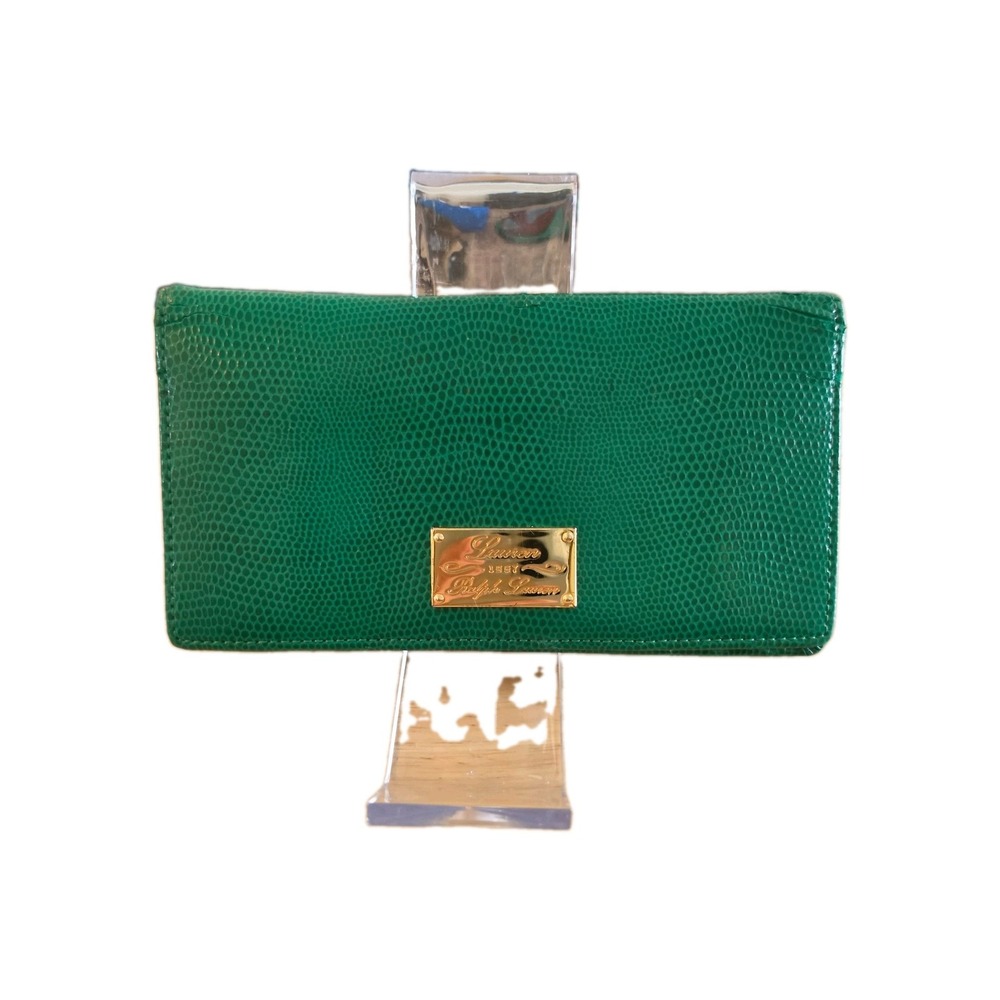 Lauren by Ralph Lauren Newbury Slim Wallet Kelly Green Leather Flaw